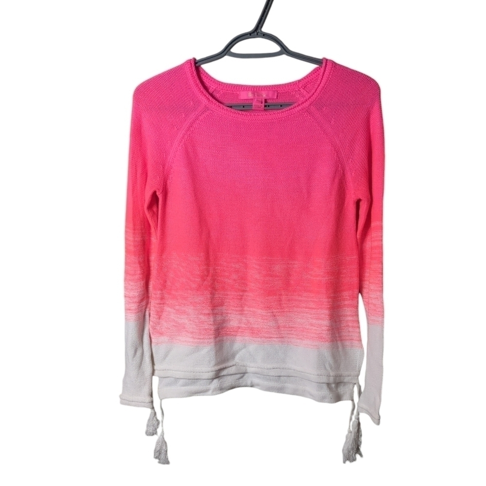 Lilly Pulitzer Jody Sweater Hot Pink Ombre Tassels Size XXS (fits larger)